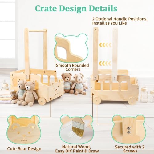 Large Wooden Baby Shower Crate Closet with Wheels and Handle - Image 4