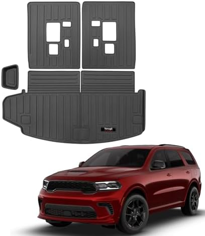 Custom for 2016-2026 Dodge Durango 6/7 Seat Cargo Mats Trunk Liner and Rear Seat Backrest Mat All Weather TPE Protection Mat Accessories (for 2016-2026 Dodge Durango) by Yonugli