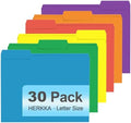 File Folder, HERKKA 30 Pack 1/3 Cut Tab File Folders, Colored File Folders Designed for Office and Classroom Use, Letter Size, Assorted 6 Colors by HERKKA