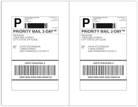 Shipping Labels with Self Adhesive, Square Corner, for Laser & Inkjet Printers, 8.5 x 5.5 Inches, White, Pack of 1000 Labels by PACKZON