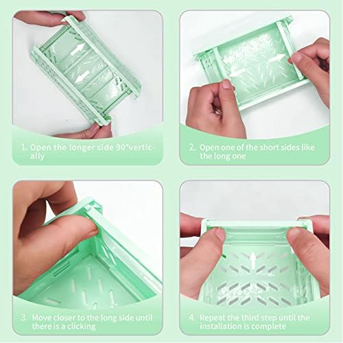 3 Pack Large Plastic Storage Basket for Shelf Organizing, Collapsible Crate Folding Storage Bin for Desk Organizier Stackable Containers for Home Kitchen Classroom Office Bathroom Storage(10x6.5x2.7") - Image 3