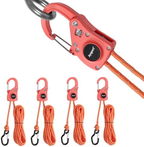 Ayaport Rope Tie Down Ratchet with Carabiner Clip 1/4" x 12', 4pcs by Ayaport