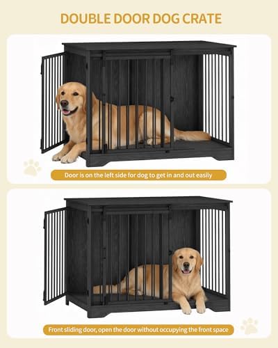 Hzuaneri 43.3" XL Dog Crate Furniture Indoor Dog Kennel with Barn Door - Image 4
