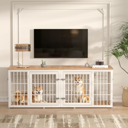 rehomerance 72" Heavy Duty Double Dog Crate Furniture for Large/Medium Dogs - Image 2