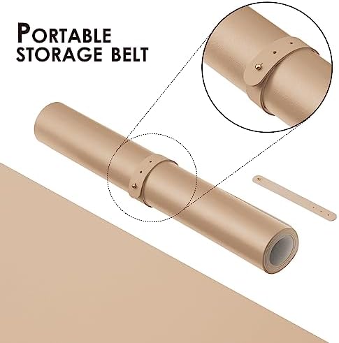 Leather Desk Mat - Small Non-Slip PU Desk Pad for Office and Home - Desk Organization and Accessories - Ideal for Large Mouse Pad and Small Desk Mats on Top of Desks (Apricot,23.6"x 13.8") - Image 4