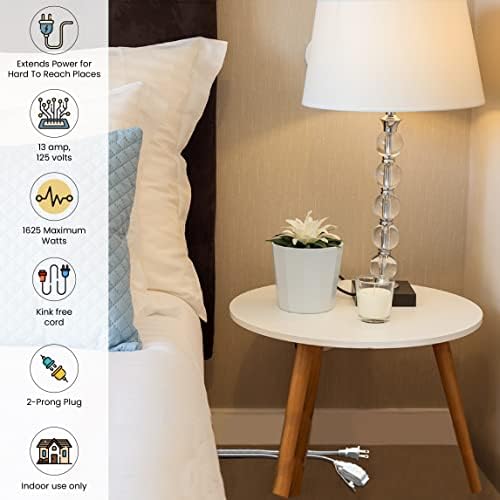 GoGreen Power (GG-24712) 16/2 12' Household Extension Cord, 3 Outlets, White, 12 ft - Image 6