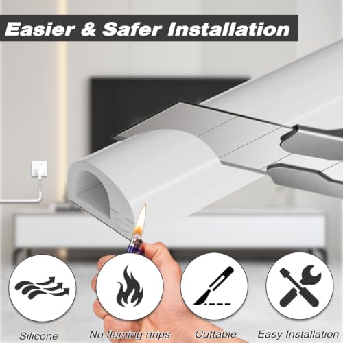 118" Silicone Cord Hider for Wall Mount TV, White Self-Adhesive Cable Hider - Image 5