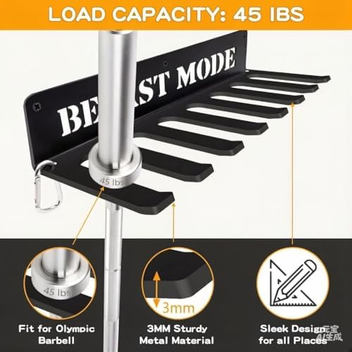 Gym Home Rack 8 Hook Heavy-Duty Wall-mounted Organizer Multi-Purpose Workout Gear Wall Hanger Storage for Resistance Bands Jump Ropes Lifting Belt Fitness Bands Barbells Carabiners Included - Image 6