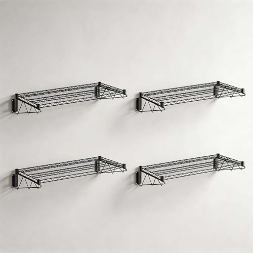 4 Pack 18" x 36" NSF Black Epoxy Wire Wall Mount Shelf, Heavy Duty Steel Wall Shelf, 360 lb Capacity, Commercial Storage Rack by Zedfire