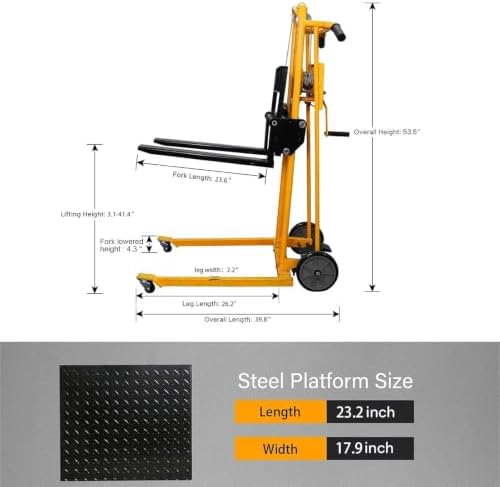 APOLLOLIFT Material Lift Winch Stacker 500lbs Capacity 41.4" Lifting Height - Image 2