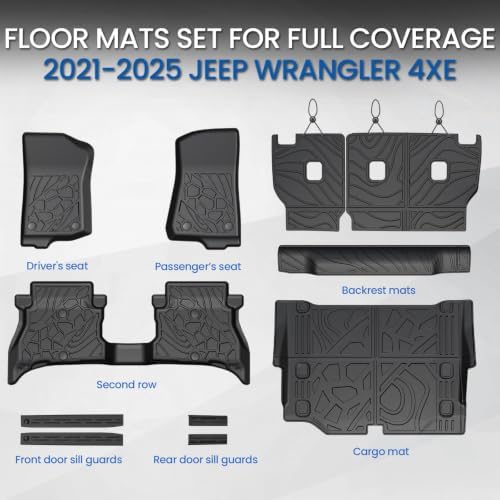Floor Mats for Jeep Wrangler JL 4XE 2021-2025 (Not fit JK/Gas) - Image 2