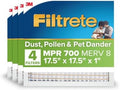 Filtrete 17.5x17.5x1 in. Air Filter, MERV 8, MPR 700, 4 HVAC Filters by Filtrete