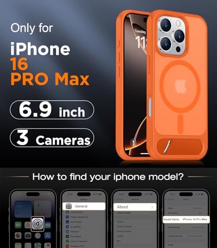 Temdan Magnetic Compatible with iPhone 16 Pro Max Case, [Built-in Invisible Kickstand][Compatible with MagSafe][Military Grade Shockproof] Slim Translucent Matte Phone Case for iPhone 16 Pro Max 6.9" - Image 2