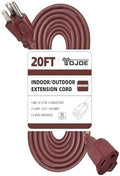 YOJOE Indoor Outdoor Extension Cord, 3 Prong 13A Weatherproof Power Cord, 16 Gauge Heavy Duty 20 ft Brown Extension Cord for Garage, Garden and Home, 16/3 SJTW UL Certified by YOJOE