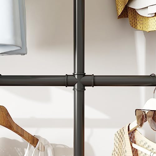ORSENIGO Industrial Pipe Clothing Rack, Heavy Duty Metal Clothes Rack with Double Rods for Hanging Clothes, Wall Mount Space-Saving Garment Display Rack - Image 5