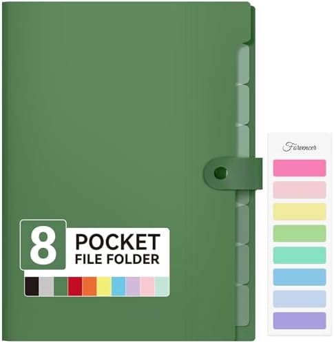 Forvencer Expanding File Folder 8 Pocket, Accordion File Organizer, Letter by Forvencer