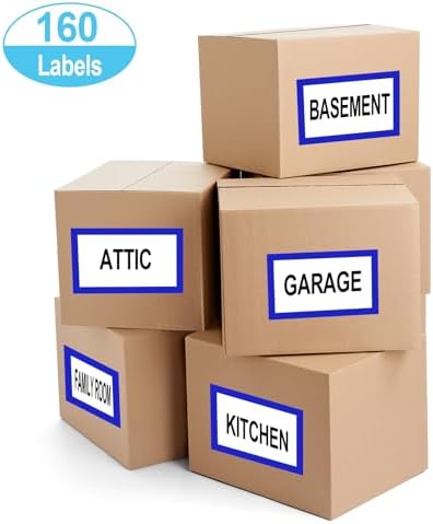 6 x 4 inch Large Moving Labels for Boxes, Blank Moving Boxes Labels Stickers, 160pcs 8 Color Coded Moving Stickers Packing Labels Stickers for Home Organization Projects, Kitchen, Storage Bins, (Blue) - Image 3