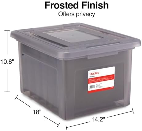 STAPLES Plastic File Box with Snap Lid, Letter/Legal, Frost Gray, 2-Pk - Image 5