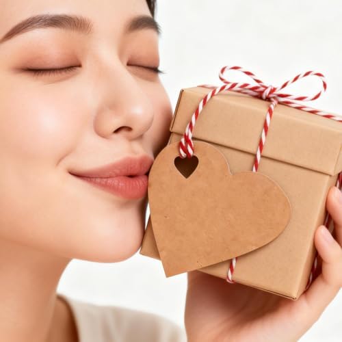 100PCS Heart Shaped Kraft Paper Gift Tags with 33 Feet Twine, Brown Blank Hang Tags for Wedding Favors, Valentines Day Present Wrapping, DIY Crafts and Party Name Labels - Image 6