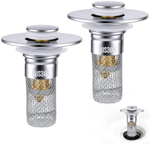 2 Pack Pop-up Sink Stopper, Bathroom Sink Stopper, Sink Drain Strainer by Unknown