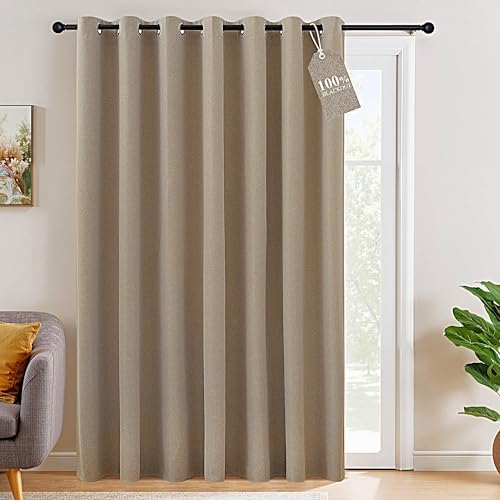 NICETOWN Linen Sliding Glass Door Curtain 100% Blackout, W100 x L108 in by NICETOWN