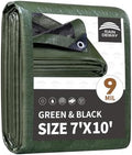RAINDEWAY 7x10 Feet Tarp Waterproof,9Mil Green/Black Poly Tarps Cover by RAINDEWAY