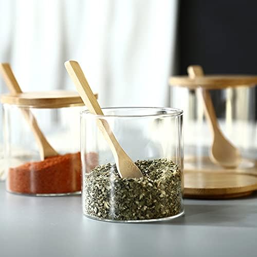 300ML/10Oz Clear Glass Jar with Bamboo Lid and Wooden Spoon, Cute Sugar Bowl Bath Salt Storage Canister Seasoning Container Condiment Pot with Scoop for Spice, Pepper for Kitchen, Table, Countertop - Image 7