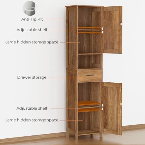 Homhedy 67" H Tall Bathroom Storage Cabinet with Barn Doors and Drawer - Image 4