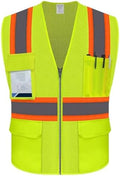 Safety Vest for Men, Hi Vis Mesh Vest, High Visibility, Yellow, XL by UnoMejor