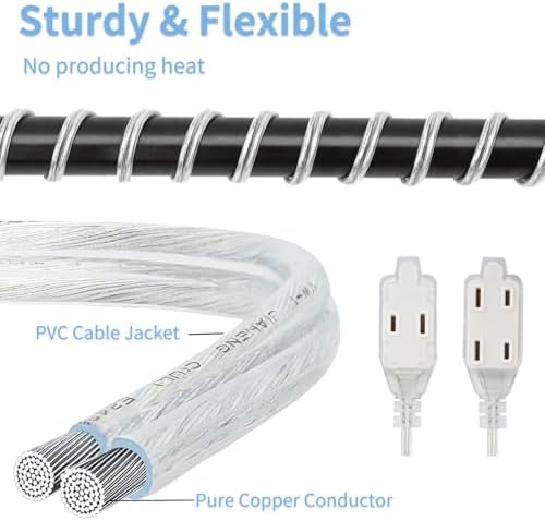 10 FT Clear Extension Cord with Foot Switch, 3 Outlets, 2 Pack - Image 5