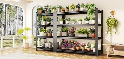 46''W Garage Shelving Heavy Duty Metal Storage Shelves Series, Large Industrial 4tier Shelving Unit for Basement, Business, Factories, Commercial, Warehouse and Workshop (54''Hx46''Wx20''D, Black) - Image 2