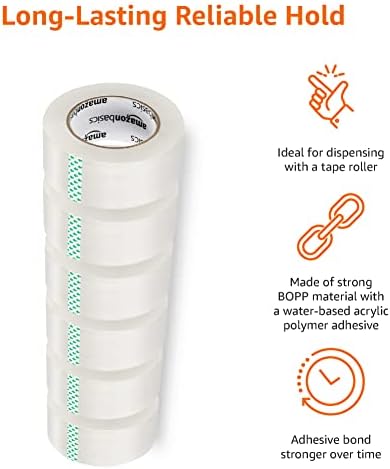 Amazon Basics Strong Adhesive Packing Tape for Moving Boxes, Shipping and Sealing, Clear, 1.88" x 109 Yards, 6-Pack, Total 654 Yards - Image 4