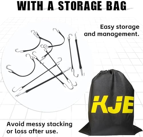 KJE 20Pack (10'', 15", 21", 31") Rubber Bungee Cords with S Hooks - Heavy Duty Black Bungee Straps, EPDM - Load 180 lbs, Outdoor Tie Downs, Securing Tarps & Canvases & Cargo in Cold Hot Climates - Image 5