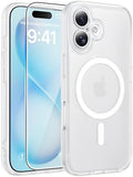 FNTCASE for iPhone 16 Plus Case, Fit for Magsafe, Screen Protector, White by FNTCASE
