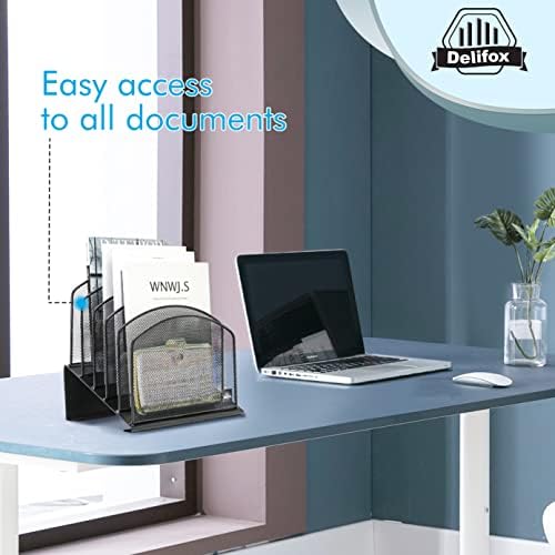 Delifox 2 Pack Inclined Desk File Organizer, 5 Slot Desktop File Folder Holder Document Holder Sorter Organization and Accessories for Office School Classroom - Image 6