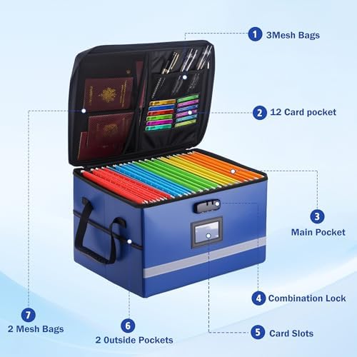 EXLIFBAG Fireproof File Organizer with Lock, 1 Layer - Image 2