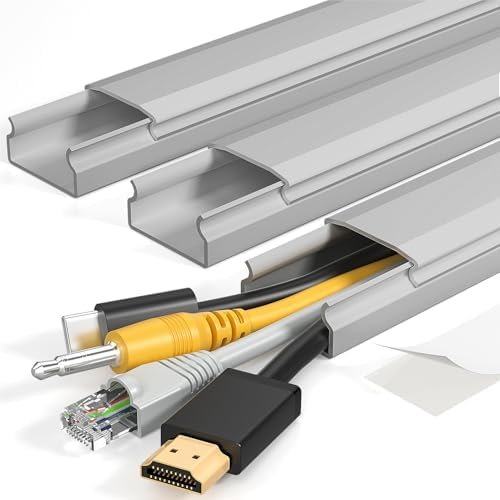 Yecaye TV Cord Hider, 42in Cord Cover Wall Mounted, W1.18in H0.6in, Grey by Yecaye