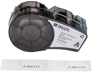Brady Authentic (M21-131-595-WT) All-Weather Vinyl Label for Indoor/Outdoor ID, Lab and Equipment Labeling, White on Black- for M210, M210-LAB, M211, BMP21-PLUS and BMP21-LAB Printers, .5" H, 1" W by BradyCorp