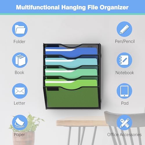 Kuntine.B Wall File Organizer Office Hanging Magazine Holder Wall File Organizer for Office Home - Image 4