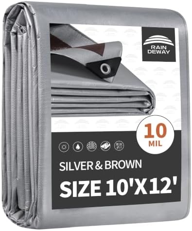 RAINDEWAY Tarps Heavy Duty Waterproof 10x12 Feet,10Mil Multipurpose Tarp by RAINDEWAY