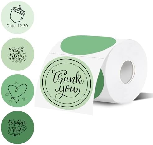 3 Inch Thermal Label,Sage Green Round Thermal Printer Label,Waterproof Thermal Stickers for DIY Logo Design,Name Tag,Thanks Card 300 Labels/Roll by Unknown
