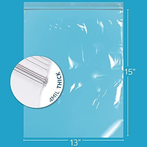 13" x 15" Large Zip Bags, 2 Gallon, 200 Pack, 4 Mil Heavy Duty, GPI - Image 2