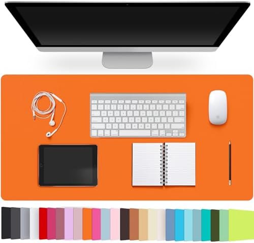 Leather Desk Pad Protector,Non-Slip Desk Pad(Orange, 23.6" x 13.7") by CADONO
