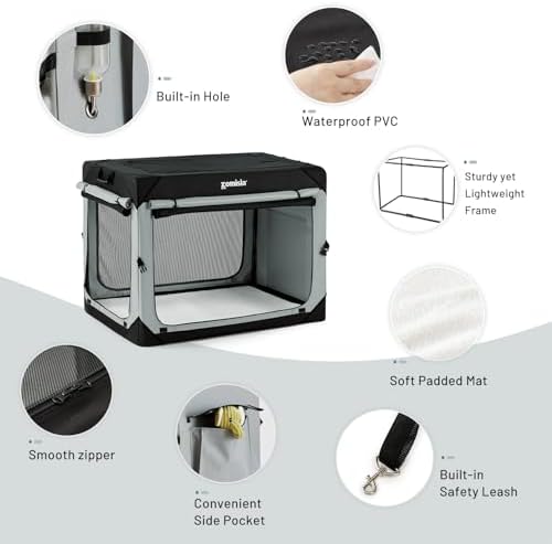 ZOMISIA XL Collapsible Dog Travel Crate for Large Dogs, Portable Dog Crate - Image 6
