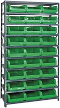 Quantum MSU-531GN Heavy-Duty Modular Magnum Steel Shelving Storage Rack Unit for Manufacturing Warehouse Distribution | (10) Shelves; (27) QMS531 Green Bins | 42"W x 18"D x 75"H, Gray, Carbon Steel by QuantumStorageSystems
