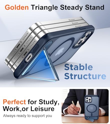 Temdan Magnetic Compatible with iPhone 12 Case & iPhone 12 Pro Case, [Built-in Invisible Kickstand][Compatible with MagSafe][Military Grade Shockproof] Slim Translucent Matte Phone Case 6.1" - Image 3
