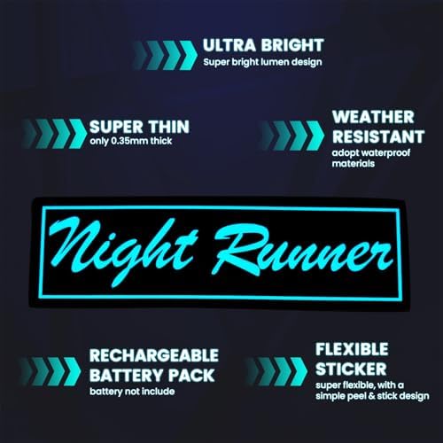 Light Up Decal Nightrunner Led Stickers 4 Light Mode Glow Panels for Car Auto Window EL Panel Light Decoration - Image 5