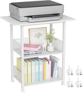 BOHDK Printer Stand, 3-Tier Industrial Large Printer Table with Shelf, 23"x15" Mobile Heavy Duty Storage Rack on Wheels for Home Office Printer Fax Machine Scanner Copier, White by BOHDK