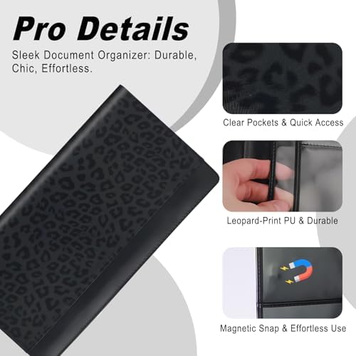 Car Registration and Insurance Card Holder PU Leather, Durable Car Document Holder Clear Window for License Documents, Interior Vehicle Organizer for Women Men (Leopard) - Image 4