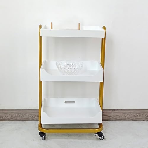 Beauty Cart Shelf 3-Tier Rolling Spa Cart Storage Rack W/Lockable Wheels Trolley Easy Organization & Mobility Solution,A by Unknown
